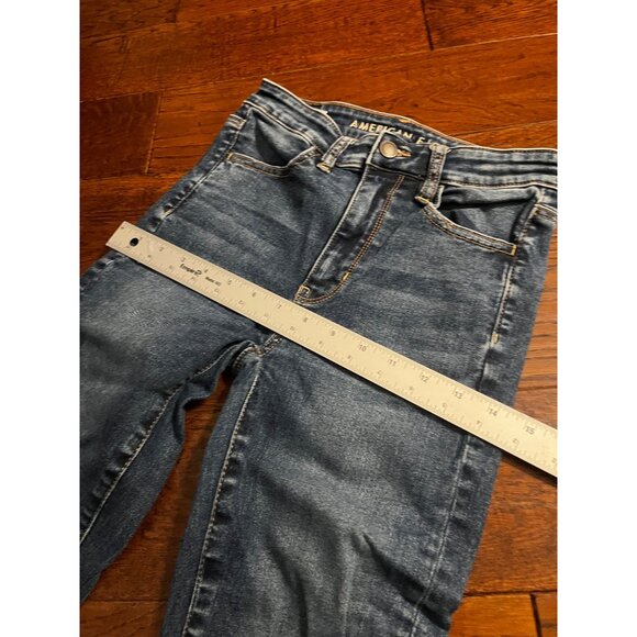American Eagle Women’s super high rise leggings skinny Jeans Blue sz 2 Short - Picture 8 of 9